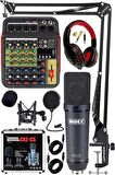 Midex Wizard Paket-2 CX2 Stüdyo Mikrofon MDX-04FXU Stüdyo Kayıt Mikseri Kulaklık Ekipman Seti